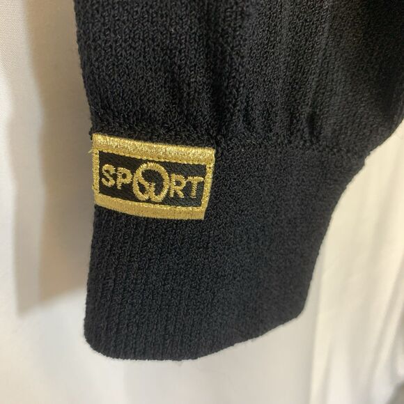 Vintage ST JOHN SPORT Marie Gray CLASSIC BLACK Full Zip WOOL KNIT SWEATER Petite - Picture 8 of 10